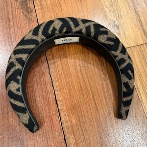 Fendi Zebra Patterned Hairband in Black and Tan